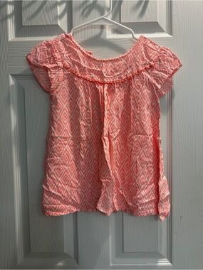 Crazy 8 Coral Pink Geometric Blouse